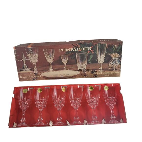 6 Cristal D'Arques Pompadour Lead Crystal Wine Glasses  6 Oz  Made in France - Picture 1 of 10